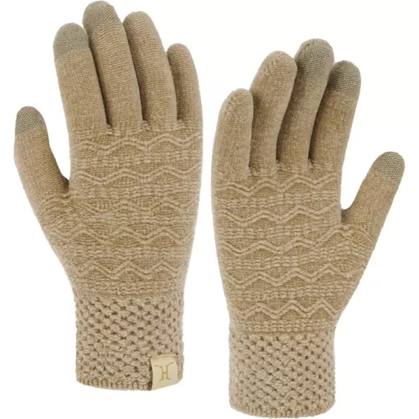 imageFZ FANTASTIC ZONE Winter Gloves for Women Cold Weather with Touch Screen Chenille Knit Thermal Warm Gloves GiftsKhaki
