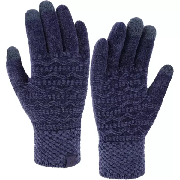 imageFZ FANTASTIC ZONE Winter Gloves for Women Cold Weather with Touch Screen Chenille Knit Thermal Warm Gloves GiftsNavy Blue