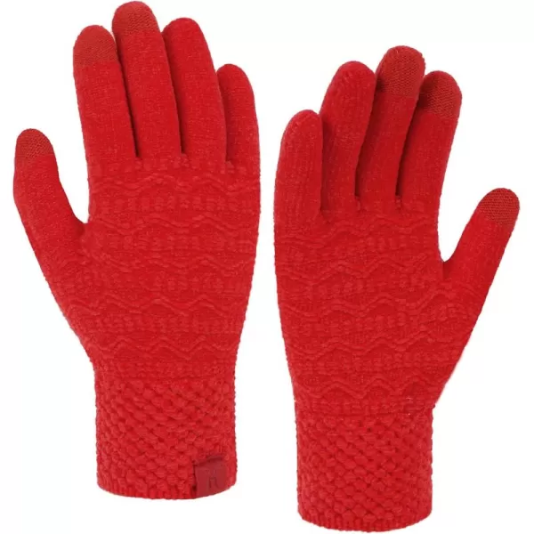 imageFZ FANTASTIC ZONE Winter Gloves for Women Cold Weather with Touch Screen Chenille Knit Thermal Warm Gloves GiftsRed