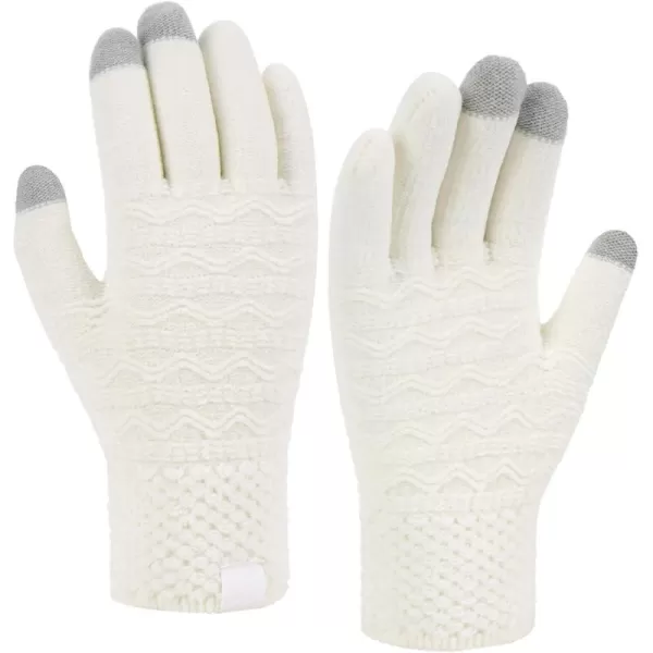 imageFZ FANTASTIC ZONE Winter Gloves for Women Cold Weather with Touch Screen Chenille Knit Thermal Warm Gloves GiftsWhite