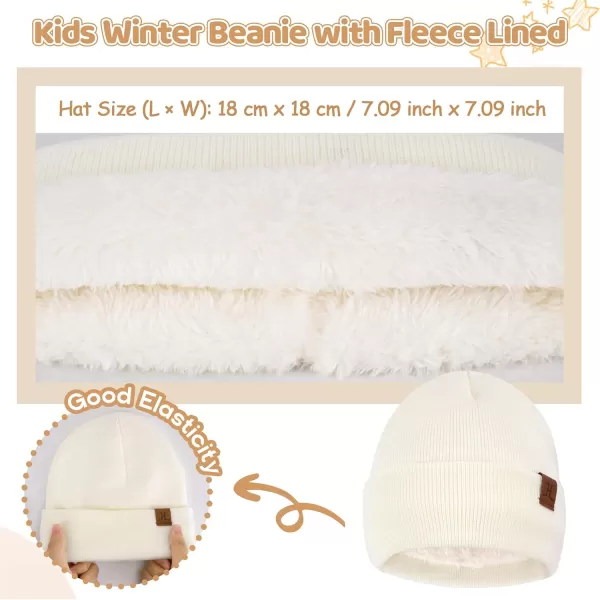 image4 Pieces Winter Toddler Kids Hat Gloves Scarf Socks Beanie Set for 0 6 12 Months 1 2 3 4 Year Old Baby Girls Boys GiftsBeige