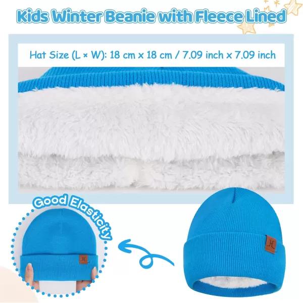 image4 Pieces Winter Toddler Kids Hat Gloves Scarf Socks Beanie Set for 0 6 12 Months 1 2 3 4 Year Old Baby Girls Boys GiftsBlue