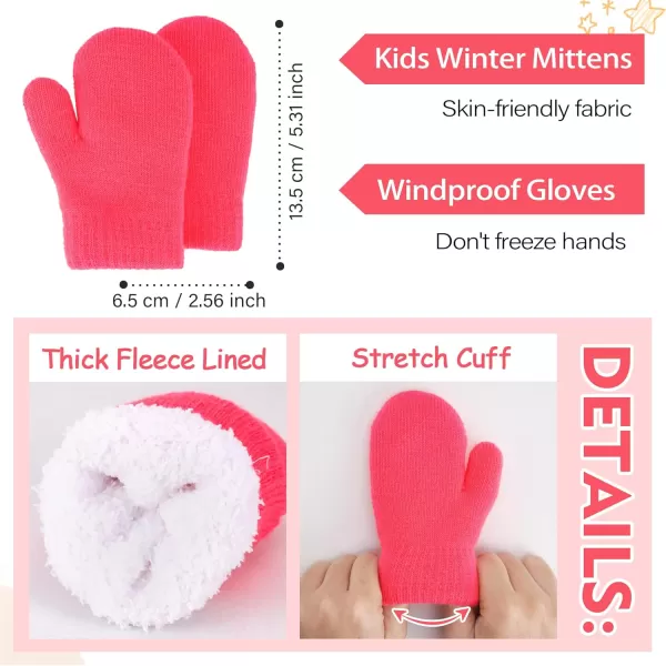image4 Pieces Winter Toddler Kids Hat Gloves Scarf Socks Beanie Set for 0 6 12 Months 1 2 3 4 Year Old Baby Girls Boys GiftsHot Pink