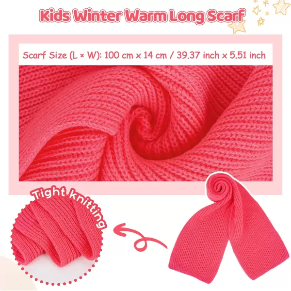 image4 Pieces Winter Toddler Kids Hat Gloves Scarf Socks Beanie Set for 0 6 12 Months 1 2 3 4 Year Old Baby Girls Boys GiftsHot Pink