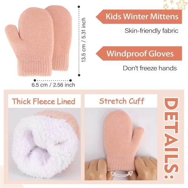 image4 Pieces Winter Toddler Kids Hat Gloves Scarf Socks Beanie Set for 0 6 12 Months 1 2 3 4 Year Old Baby Girls Boys GiftsPink