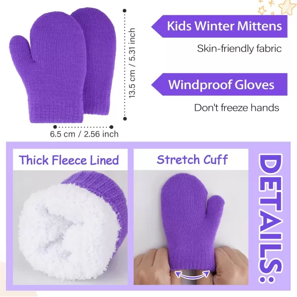 image4 Pieces Winter Toddler Kids Hat Gloves Scarf Socks Beanie Set for 0 6 12 Months 1 2 3 4 Year Old Baby Girls Boys GiftsPurple