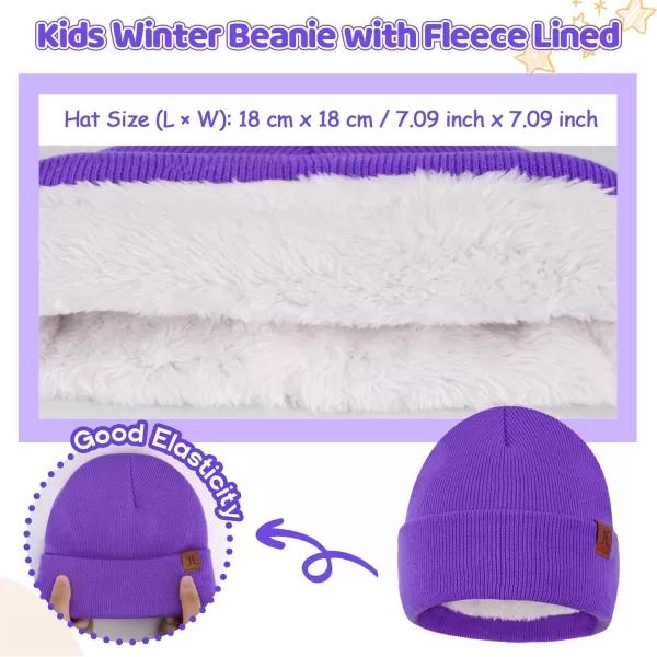 image4 Pieces Winter Toddler Kids Hat Gloves Scarf Socks Beanie Set for 0 6 12 Months 1 2 3 4 Year Old Baby Girls Boys GiftsPurple