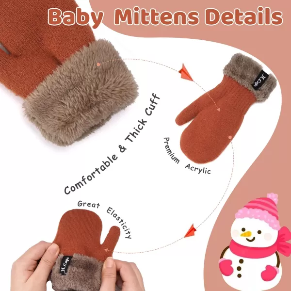 imageToddler Baby Kids Winter Hats Mittens Scarfs for 612 Months Beanie Gloves Neck Warmer Gifts for 2 3 48 Year Old Girls BoysA Dark Orange