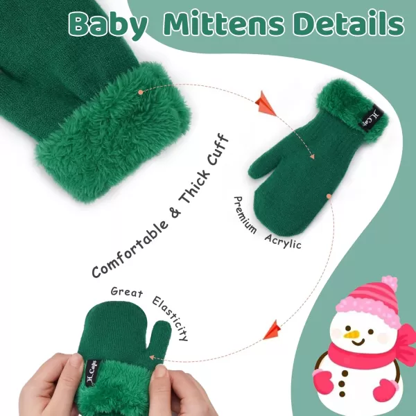 imageToddler Baby Kids Winter Hats Mittens Scarfs for 612 Months Beanie Gloves Neck Warmer Gifts for 2 3 48 Year Old Girls BoysA Green