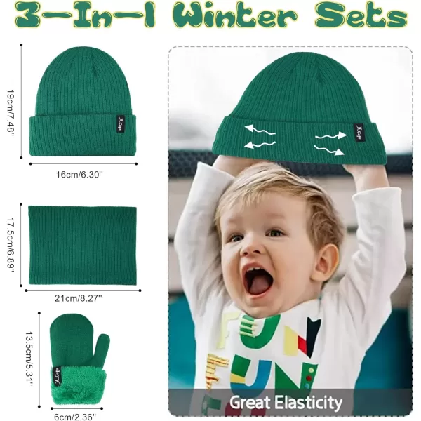 imageToddler Baby Kids Winter Hats Mittens Scarfs for 612 Months Beanie Gloves Neck Warmer Gifts for 2 3 48 Year Old Girls BoysA Green