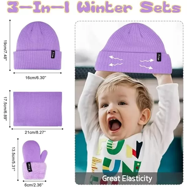 imageToddler Baby Kids Winter Hats Mittens Scarfs for 612 Months Beanie Gloves Neck Warmer Gifts for 2 3 48 Year Old Girls BoysA Purple