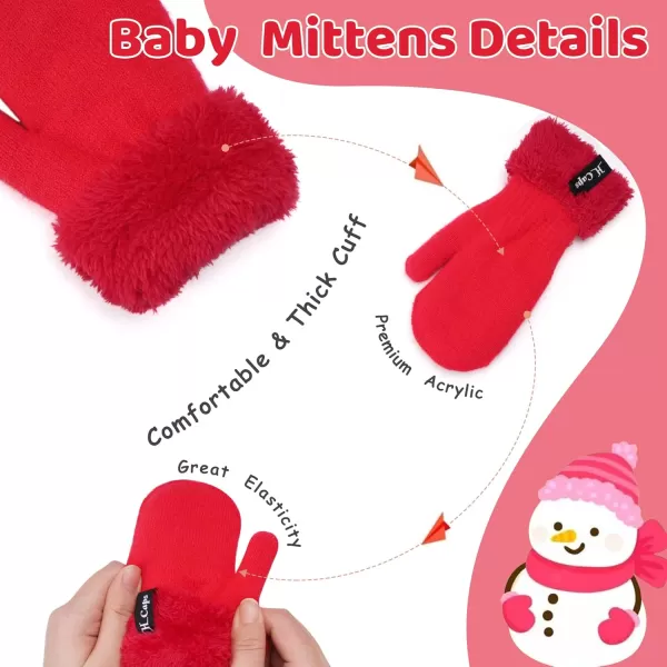imageToddler Baby Kids Winter Hats Mittens Scarfs for 612 Months Beanie Gloves Neck Warmer Gifts for 2 3 48 Year Old Girls BoysA Red