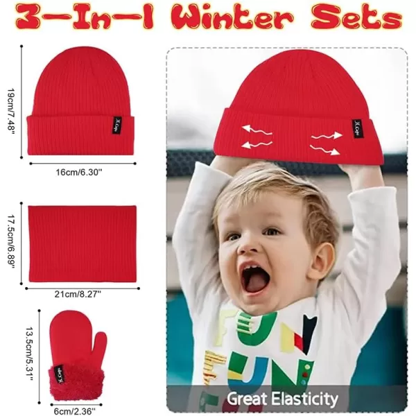 imageToddler Baby Kids Winter Hats Mittens Scarfs for 612 Months Beanie Gloves Neck Warmer Gifts for 2 3 48 Year Old Girls BoysA Red