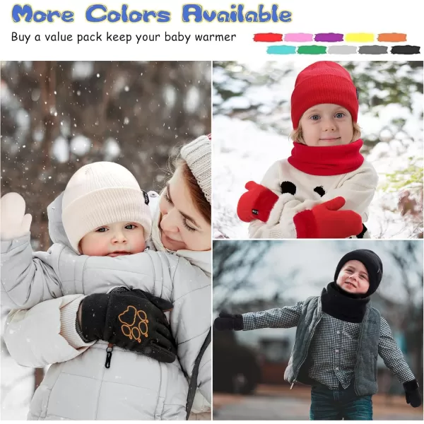 imageToddler Baby Kids Winter Hats Mittens Scarfs for 612 Months Beanie Gloves Neck Warmer Gifts for 2 3 48 Year Old Girls BoysA Red