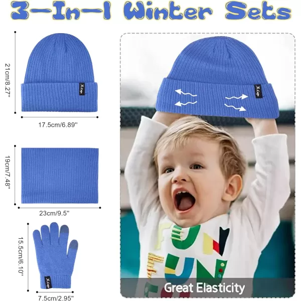 imageToddler Baby Kids Winter Hats Mittens Scarfs for 612 Months Beanie Gloves Neck Warmer Gifts for 2 3 48 Year Old Girls BoysB Blue