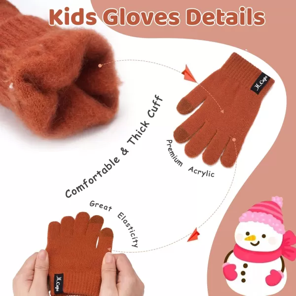 imageToddler Baby Kids Winter Hats Mittens Scarfs for 612 Months Beanie Gloves Neck Warmer Gifts for 2 3 48 Year Old Girls BoysB Dark Orange
