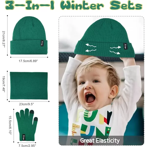 imageToddler Baby Kids Winter Hats Mittens Scarfs for 612 Months Beanie Gloves Neck Warmer Gifts for 2 3 48 Year Old Girls BoysB Green
