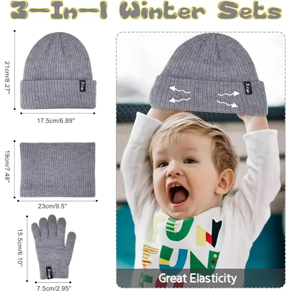 imageToddler Baby Kids Winter Hats Mittens Scarfs for 612 Months Beanie Gloves Neck Warmer Gifts for 2 3 48 Year Old Girls BoysB Grey