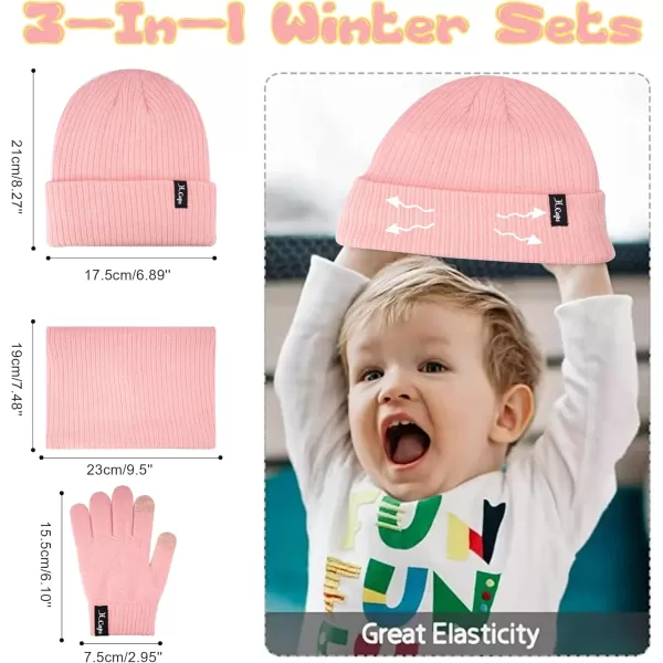 imageToddler Baby Kids Winter Hats Mittens Scarfs for 612 Months Beanie Gloves Neck Warmer Gifts for 2 3 48 Year Old Girls BoysB Pink