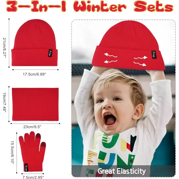 imageToddler Baby Kids Winter Hats Mittens Scarfs for 612 Months Beanie Gloves Neck Warmer Gifts for 2 3 48 Year Old Girls BoysB Red