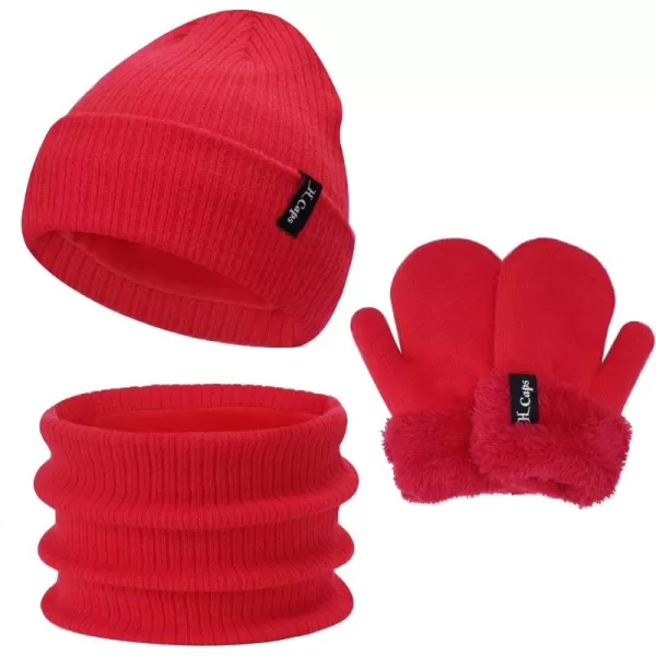 imageToddler Baby Kids Winter Hats Mittens Scarfs for 612 Months Beanie Gloves Neck Warmer Gifts for 2 3 48 Year Old Girls BoysA Red