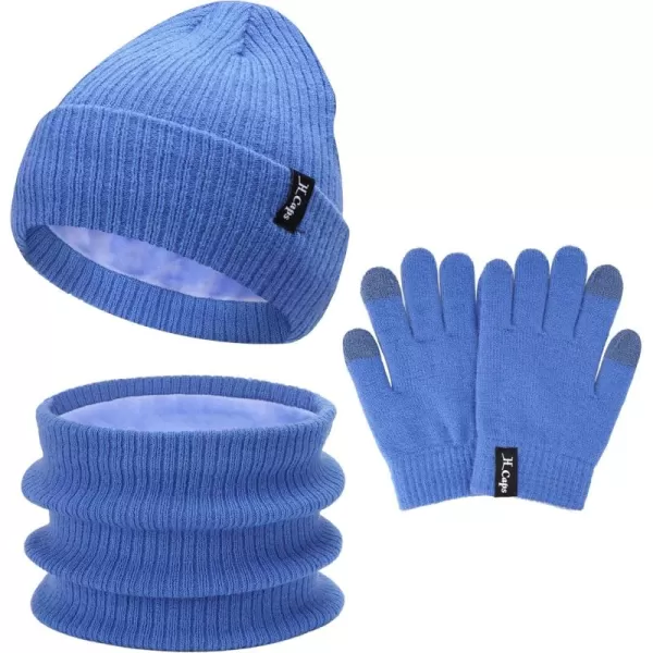 imageToddler Baby Kids Winter Hats Mittens Scarfs for 612 Months Beanie Gloves Neck Warmer Gifts for 2 3 48 Year Old Girls BoysB Blue