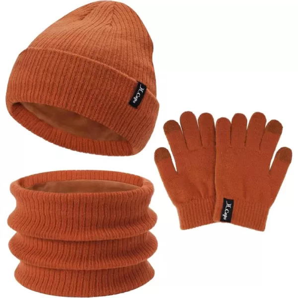 imageToddler Baby Kids Winter Hats Mittens Scarfs for 612 Months Beanie Gloves Neck Warmer Gifts for 2 3 48 Year Old Girls BoysB Dark Orange