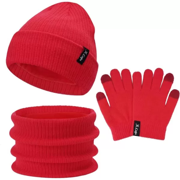 imageToddler Baby Kids Winter Hats Mittens Scarfs for 612 Months Beanie Gloves Neck Warmer Gifts for 2 3 48 Year Old Girls BoysB Red