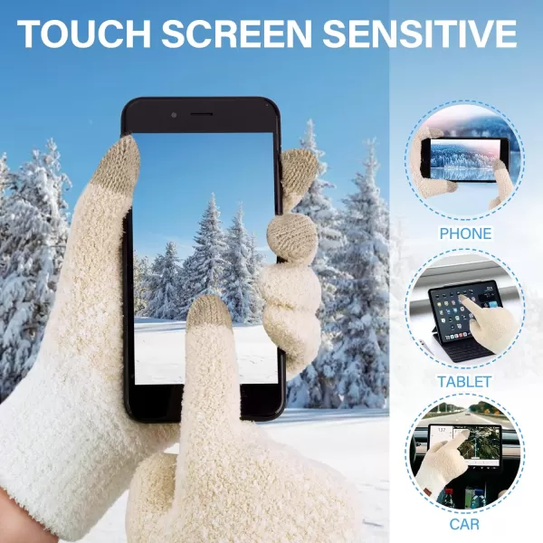imageFZ FANTASTIC ZONE Womens Winter Warm Touchscreen Gloves Knit Texting Working Thermal Gloves for Women Cold Weather GiftsApricot