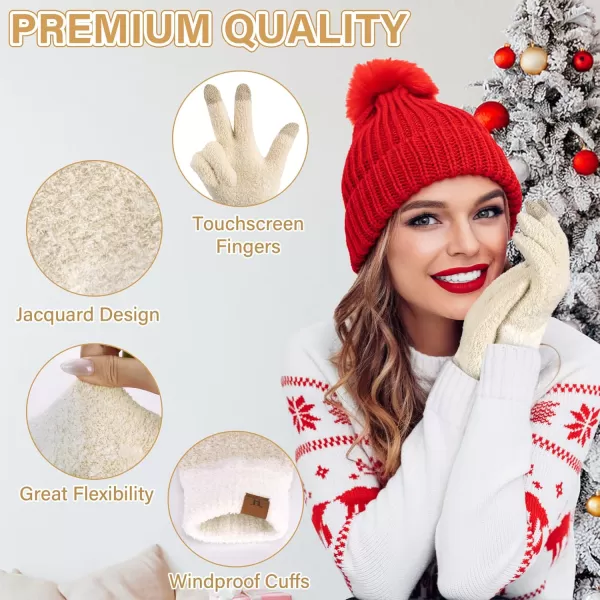 imageFZ FANTASTIC ZONE Womens Winter Warm Touchscreen Gloves Knit Texting Working Thermal Gloves for Women Cold Weather GiftsApricot