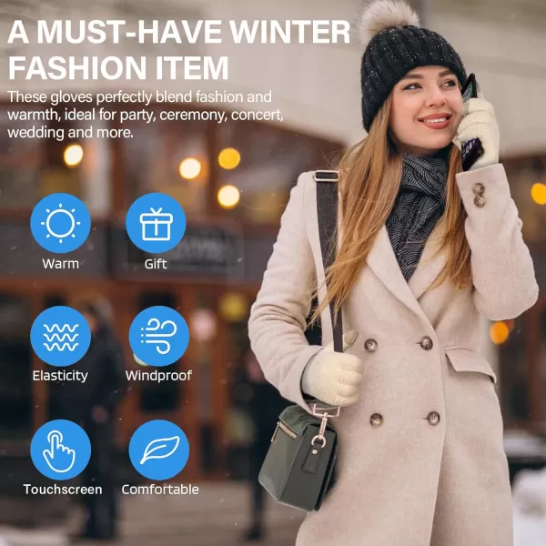 imageFZ FANTASTIC ZONE Womens Winter Warm Touchscreen Gloves Knit Texting Working Thermal Gloves for Women Cold Weather GiftsApricot