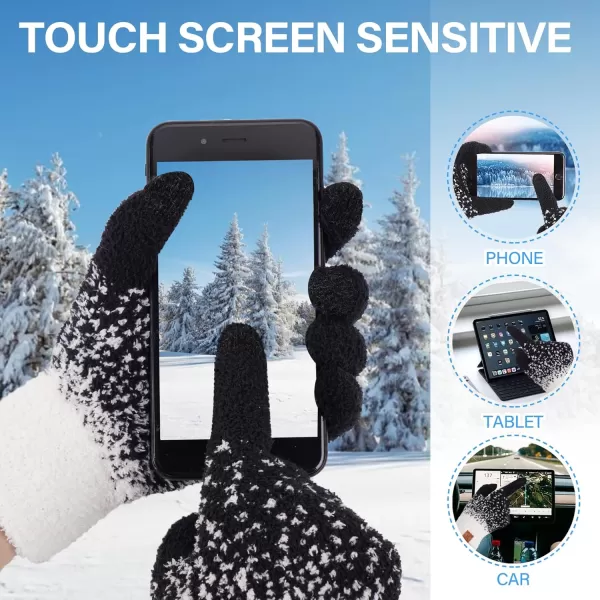 imageFZ FANTASTIC ZONE Womens Winter Warm Touchscreen Gloves Knit Texting Working Thermal Gloves for Women Cold Weather GiftsBlack