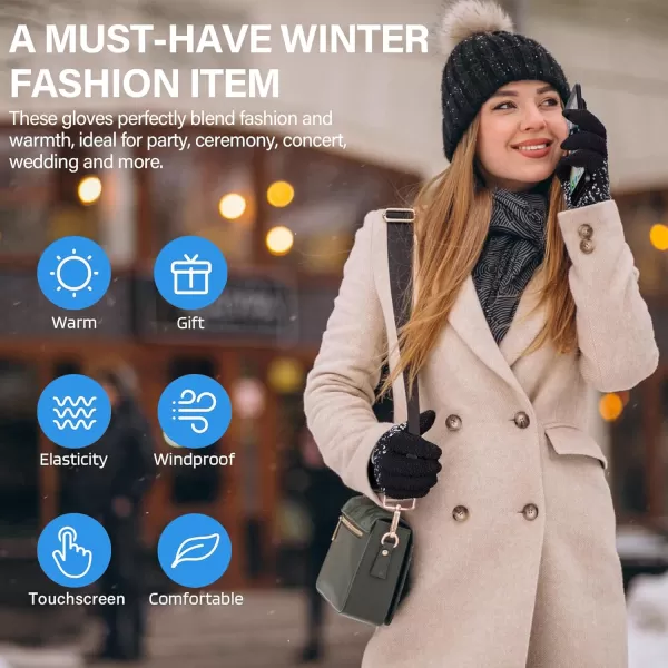imageFZ FANTASTIC ZONE Womens Winter Warm Touchscreen Gloves Knit Texting Working Thermal Gloves for Women Cold Weather GiftsBlack