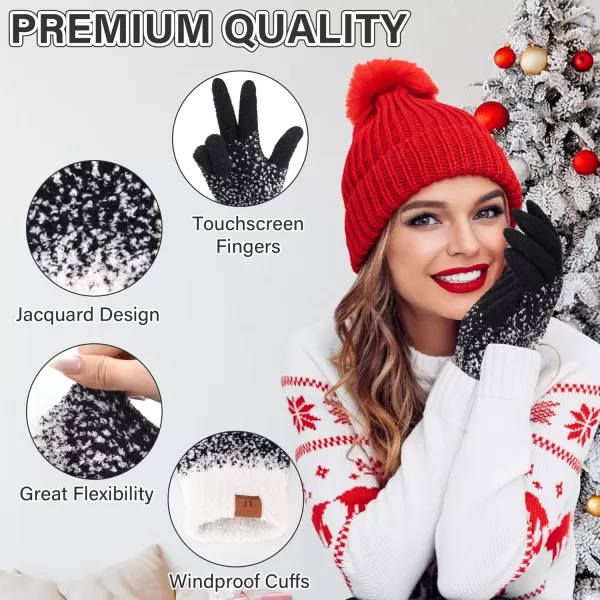 imageFZ FANTASTIC ZONE Womens Winter Warm Touchscreen Gloves Knit Texting Working Thermal Gloves for Women Cold Weather GiftsBlack