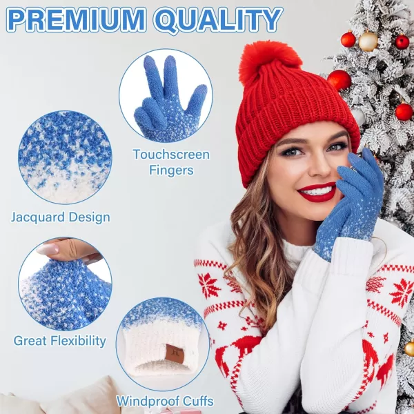 imageFZ FANTASTIC ZONE Womens Winter Warm Touchscreen Gloves Knit Texting Working Thermal Gloves for Women Cold Weather GiftsBlue