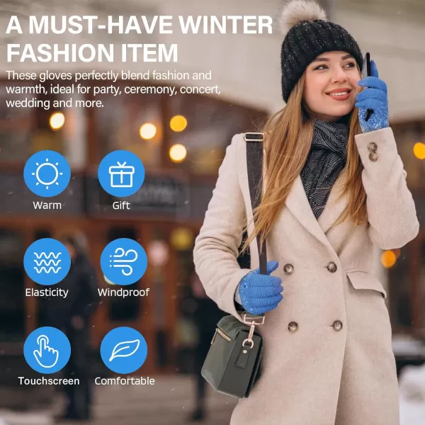 imageFZ FANTASTIC ZONE Womens Winter Warm Touchscreen Gloves Knit Texting Working Thermal Gloves for Women Cold Weather GiftsBlue
