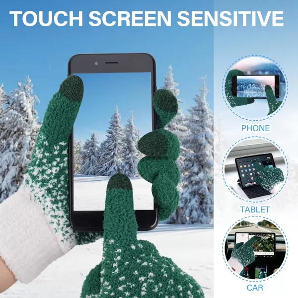 imageFZ FANTASTIC ZONE Womens Winter Warm Touchscreen Gloves Knit Texting Working Thermal Gloves for Women Cold Weather GiftsDark Green