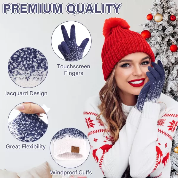 imageFZ FANTASTIC ZONE Womens Winter Warm Touchscreen Gloves Knit Texting Working Thermal Gloves for Women Cold Weather GiftsNavy Blue