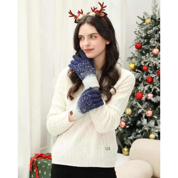 imageFZ FANTASTIC ZONE Womens Winter Warm Touchscreen Gloves Knit Texting Working Thermal Gloves for Women Cold Weather GiftsNavy Blue