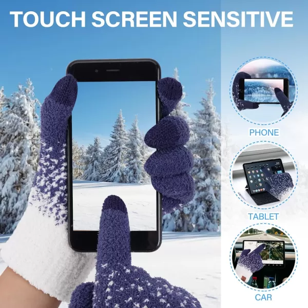imageFZ FANTASTIC ZONE Womens Winter Warm Touchscreen Gloves Knit Texting Working Thermal Gloves for Women Cold Weather GiftsNavy Blue