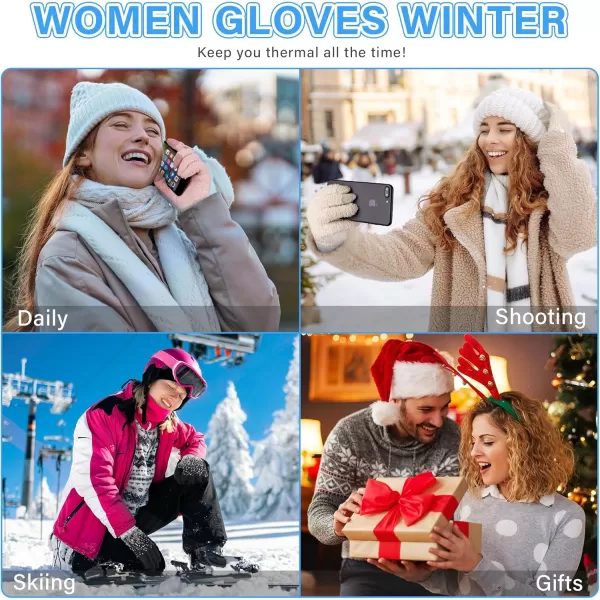 imageFZ FANTASTIC ZONE Womens Winter Warm Touchscreen Gloves Knit Texting Working Thermal Gloves for Women Cold Weather GiftsOrange