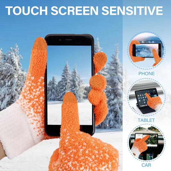 imageFZ FANTASTIC ZONE Womens Winter Warm Touchscreen Gloves Knit Texting Working Thermal Gloves for Women Cold Weather GiftsOrange