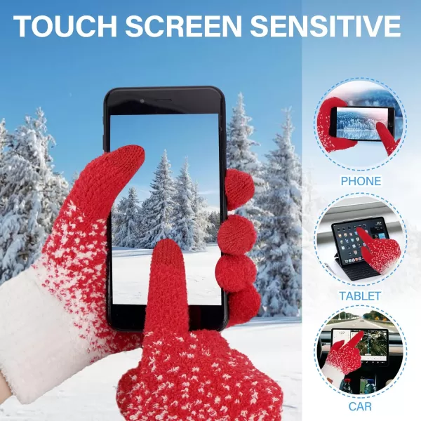 imageFZ FANTASTIC ZONE Womens Winter Warm Touchscreen Gloves Knit Texting Working Thermal Gloves for Women Cold Weather GiftsRed