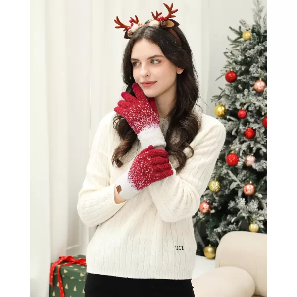 imageFZ FANTASTIC ZONE Womens Winter Warm Touchscreen Gloves Knit Texting Working Thermal Gloves for Women Cold Weather GiftsRed