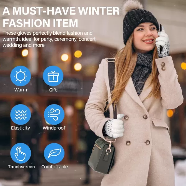 imageFZ FANTASTIC ZONE Womens Winter Warm Touchscreen Gloves Knit Texting Working Thermal Gloves for Women Cold Weather GiftsWhite