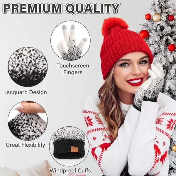 imageFZ FANTASTIC ZONE Womens Winter Warm Touchscreen Gloves Knit Texting Working Thermal Gloves for Women Cold Weather GiftsWhite