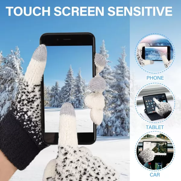 imageFZ FANTASTIC ZONE Womens Winter Warm Touchscreen Gloves Knit Texting Working Thermal Gloves for Women Cold Weather GiftsWhite