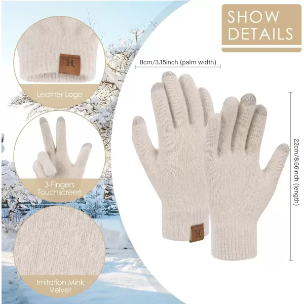 imageFZ FANTASTIC ZONE Winter Warm Knit Touchscreen Gloves for Women Cold Weather Thermal Texting Working Gloves Womens GiftsApricot