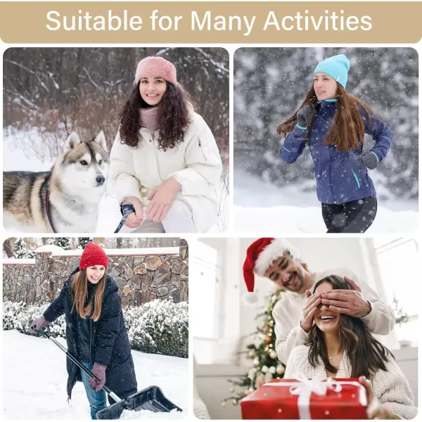 imageFZ FANTASTIC ZONE Winter Warm Knit Touchscreen Gloves for Women Cold Weather Thermal Texting Working Gloves Womens GiftsApricot