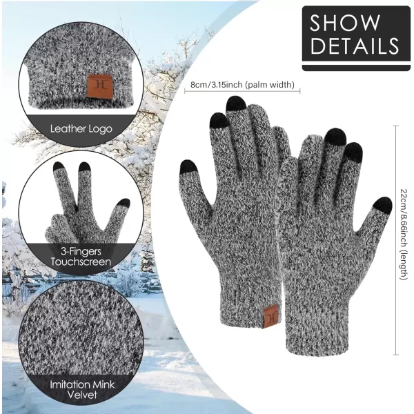 imageFZ FANTASTIC ZONE Winter Warm Knit Touchscreen Gloves for Women Cold Weather Thermal Texting Working Gloves Womens GiftsBlack